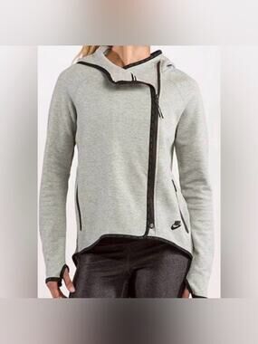 Nike Tech Fleece Hoodie Women’s Large Gray Cape Full Zip Jacket EUC